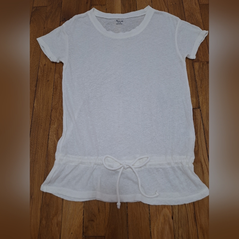 MADEWELL White Ruffled Flutter Sleeve Tee